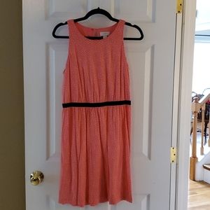 Ann Taylor Loft coral dress with faux navy belt